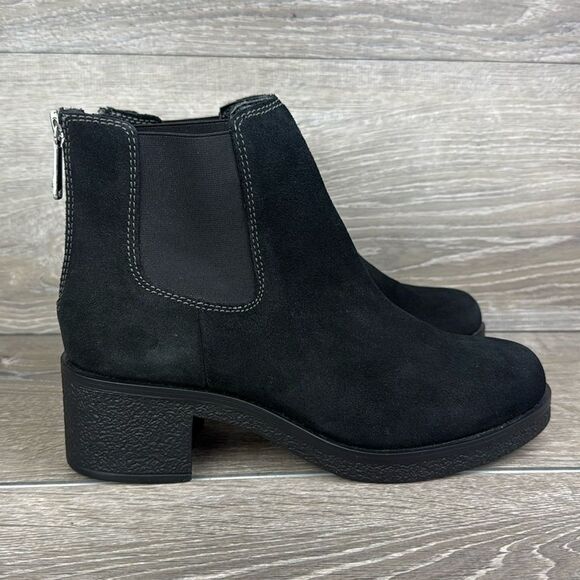 Blondo Lima Waterproof Black Leather Zip Chunky Heel Women’s Sz 10 Chelsea Boots - Picture 1 of 12